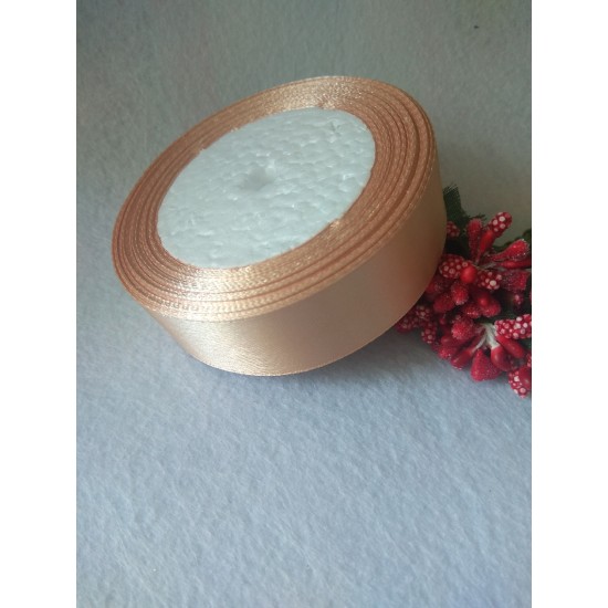 ОПТ Лента атласная однотонная 2,5 см*25 ярдов, цв. бежевый, цена за катушку